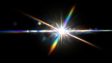 Abstract illustration of bright light rays and flares against a dark background