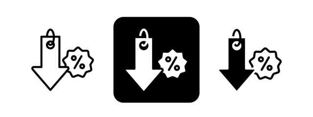 Discount Solid color and black line drawing vector illustration set