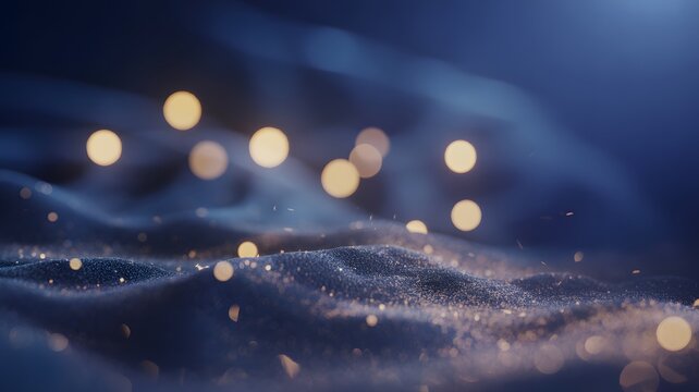 Magical winter night with soft bokeh lights and sparkling snow - Powered by Adobe