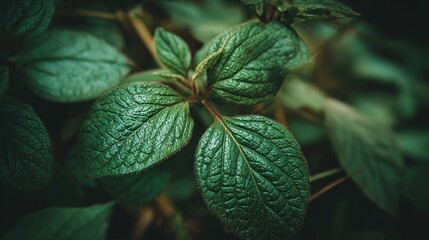 Lush green leaves create a calming, organic pattern perfect for nature-inspired designs and botanical themes in your creative projects