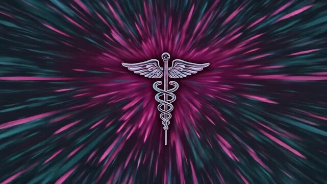 Medical symbol against abstract background health care and science