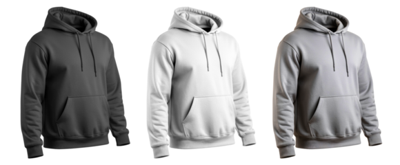 PNG Assorted plain hoodie t-shirt, element set on transparent background