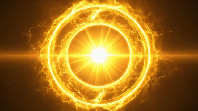 黄金の中心光が強く輝くエネルギーの壁紙背景パーティクル