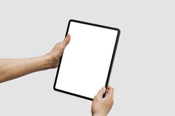 Blank Tablet Mockup in Human Hands for App or Web Design