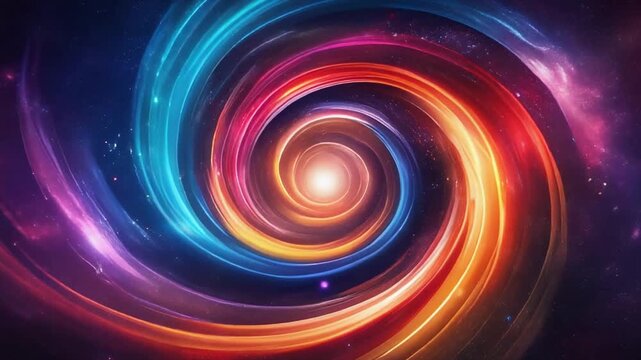 虹色の渦が奥へと吸い込まれる幻想的な壁紙背景パーティクル