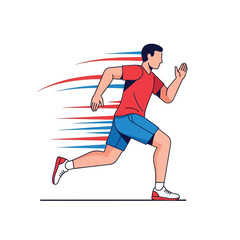 Obraz premium Illustration of a man running fast, depicted with motion lines suggesting speed and movement.