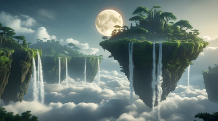 A stunning 3D render of a modern city landscape under a bright blue sky and white clouds