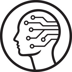 Vector illustration of a silhouette of a human and circuit 