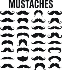 Mustache silhouette vector set .
