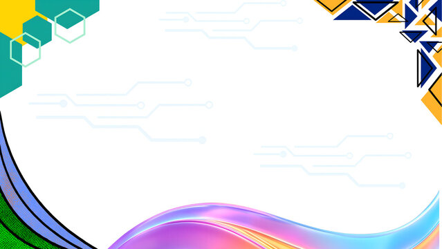 Abstract design with colorful shapes and digital lines, suitable for tech-related themes and backgrounds