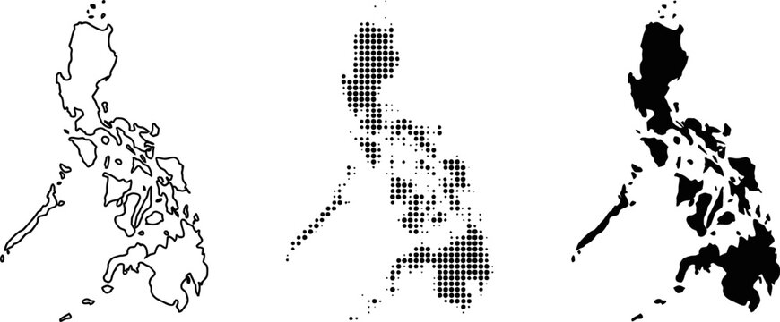 Philippines Map Collection Outline Dot Fill Silhouette