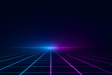 Synthwave abstract blue background with lines