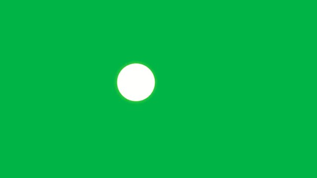 White golf ball rolling smoothly on green screen chromakey background. Simple 2D animated cartoon animation ideal for sports intros, golf games, leisure activities, or tournament visuals.