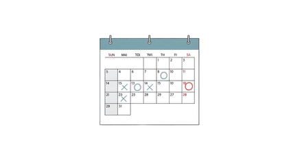 Calendar illustration depicting schedule and appointments for planning and organization.