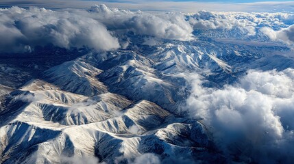 Scenic Aerial Photography of Snowy Mountain Range