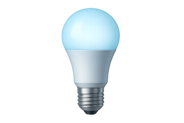 Smart led light bulb glowing blue, representing energy efficiency, innovation, and modern home technology with transparent background