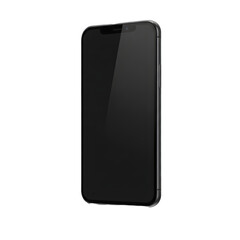Naklejka premium Cutout sleek black smartphone with a dark screen shown vertically, isolated on transparent background