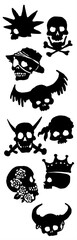 Caribbean Skull Vector Pack &ndash; Pirate and Skull Illustrations, Tropical Skeletons, Nautical Elements, and Adventure-Themed Clipart for Posters, Logos, T-Shirts, Tattoos, and Creative Design Projects