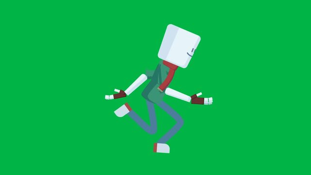 Scary skeleton hand coming out of dead tree on green screen chromakey background. Spooky 2D animated cartoon animation perfect for Halloween, horror, haunted forest, or creepy effects.