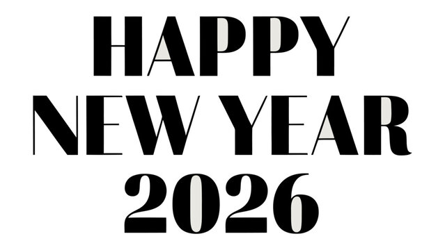 Happy New Year 2026: A minimalist greeting card with the message Happy New Year 2026 in a clean, modern font style, conveying a sense of optimism. 