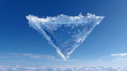 Obraz premium Stunning ice formation floating serenely above the clouds against a vibrant blue sky creates a sense of wonder and natural beauty