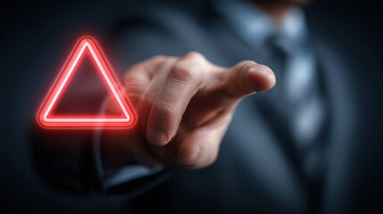 businessman touching warning icon risk management data analysis