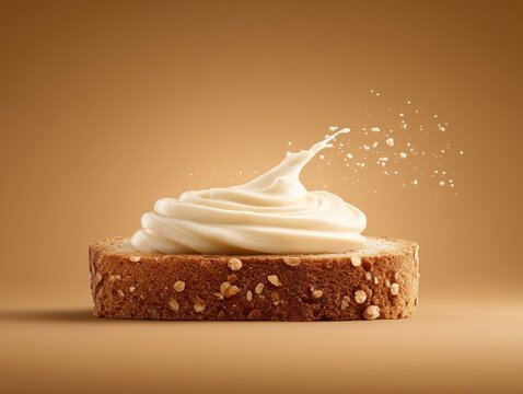 cream cheese spread on brown bread slice