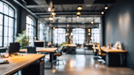 blur background of modern office interior design contemporary workspace for creative business