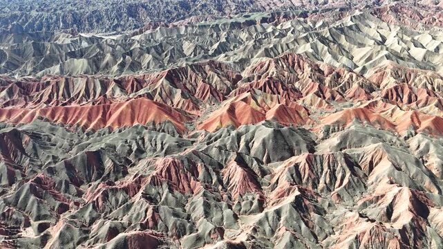 Zhangye Danxia Aerial View - Colorful Rock Formations, Gansu Province China