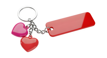 Keychain with Love: A charming keychain featuring a pair of heart charms and a tag, embodying affection and connection.