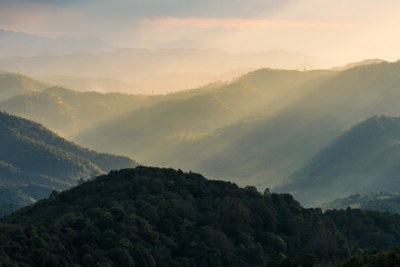 Sunset at Doi Mae Ukho viewpoint, Mae Hong Son, Thailand