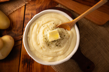Mashed Potatoes. A classic side dish made with mashed boiled potatoes, often used to accompany various dishes; an easy and practical recipe that is very popular.