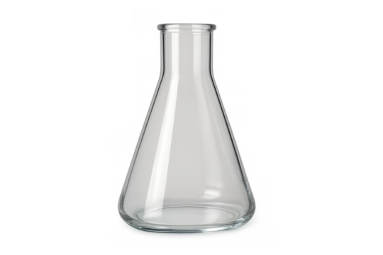 Erlenmeyer flask displaying transparency and empty interior, ready for chemistry experiments and scientific research
