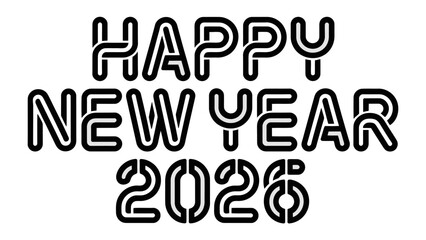 Happy New Year 2026: A minimalist greeting card design expressing well wishes for the coming year. This message encapsulates the anticipation of new beginnings and joyous celebrations.