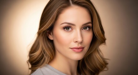 Obraz premium portrait of a young woman with wavy light brown hair and natural