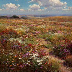Colorful Wildflower Meadow Path