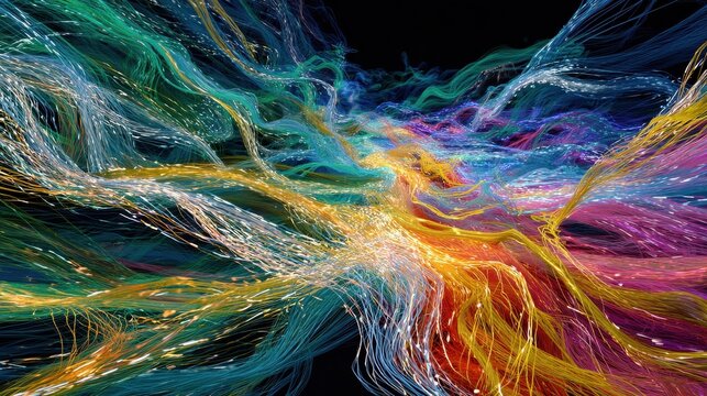 digital symphony an abstract representation of flowing data a vibrant visual embodying the complex interconnectedness of digital information