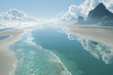 Tranquil Coastal Landscape With Crystal Clear Water Reflections
