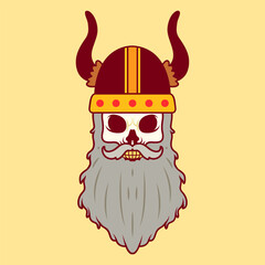 Beard Skull with Viking Hat