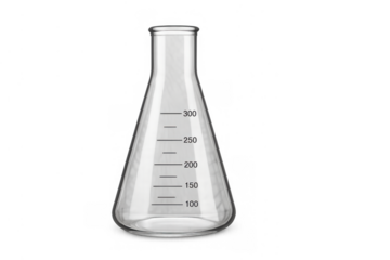 Erlenmeyer flask glassware with volume markings in a laboratory setting for scientific experiments and chemistry research