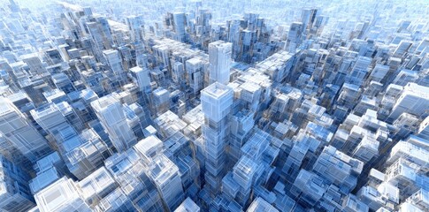 Snowy Cityscape Aerial Perspective