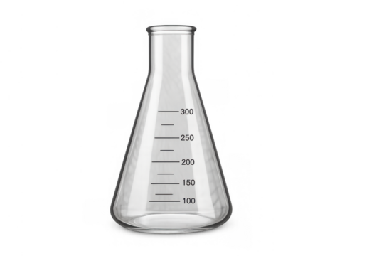 Erlenmeyer flask glassware with volume markings in a laboratory setting for scientific experiments and chemistry research