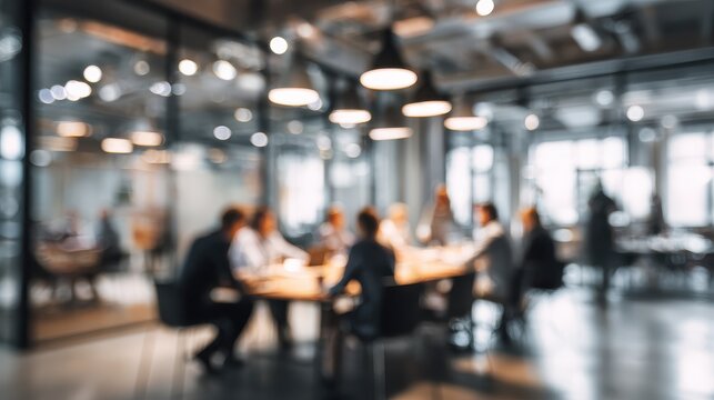 blurred business meeting in a modern office