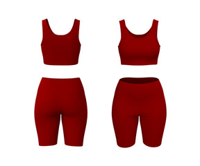 Women’s Crop Tank and Short Leggings Workout Set. Front, Side, Back view