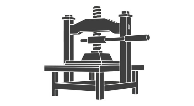 Vector illustration of an antique Gutenberg printing press, a historical machine for typography and publishing