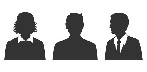 Business People Silhouette set. Professional Male and Female Corporate Avatar Set