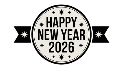 New Year 2026 Celebration Badge: A classic badge design for New Year 2026, creating festive anticipation for the new beginnings.