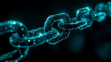 A chain link with a futuristic, digital appearance.