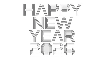 New Year 2026: Elegant text design, celebrating the start of a new calendar year with stylish typography and a focus on the numeral, suitable for festive media, greetings, and digital content.