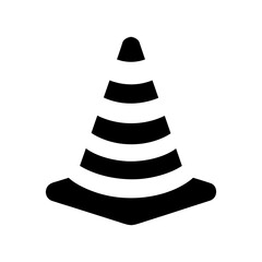 Black and White Striped Traffic Cone Safety Icon Vector.